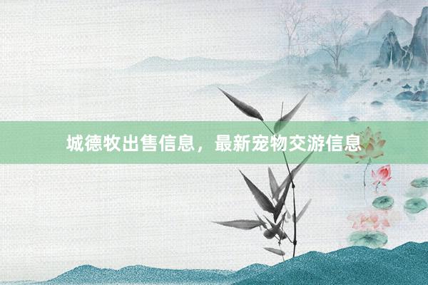 城德牧出售信息，最新宠物交游信息
